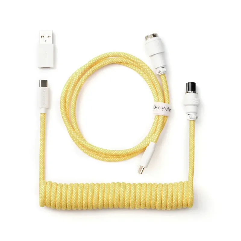 Keychron Coiled Aviator Cable - Type C/A-C - Yellow | CAB-16