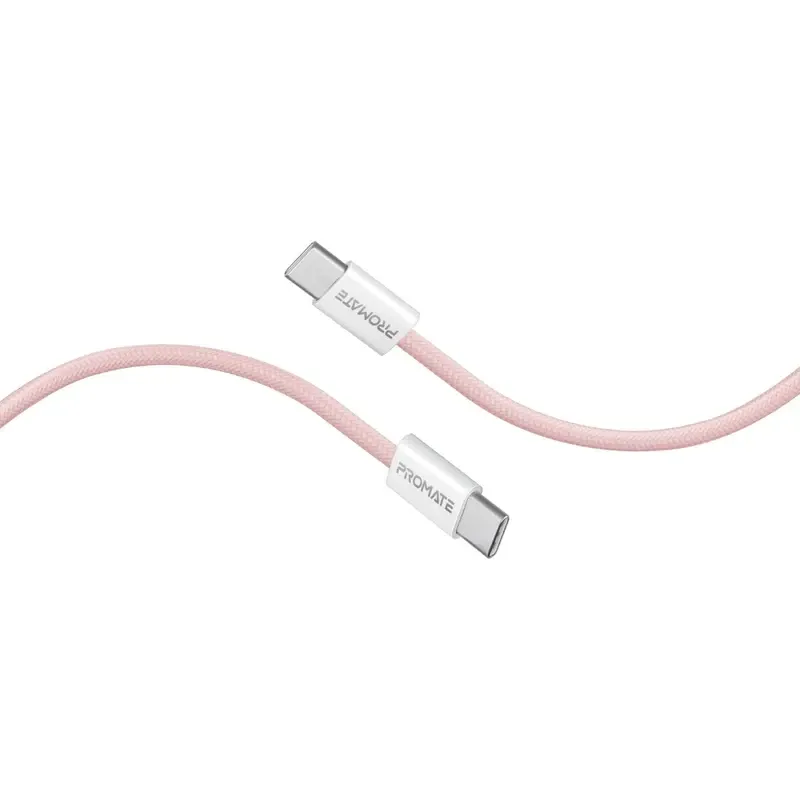 Promate Ultra-Fast 60W Power Delivery USB-C Cable - Pink | EcoLine-CC200