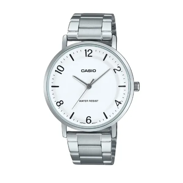Casio Men 3-Hand Watch - White / Silver | MTP-VT03D-7BDF