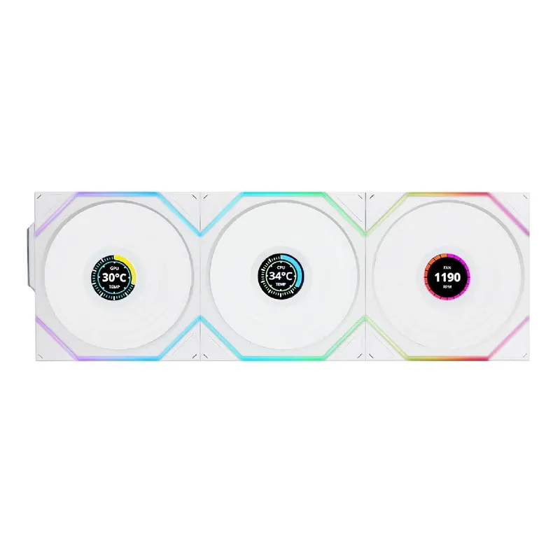Lian Li UNI Fan TL LCD Wireless 120-Triple Pack-2.4 GHz Wireless Signal ARGB Fan - White | 12TLLCD1W3W