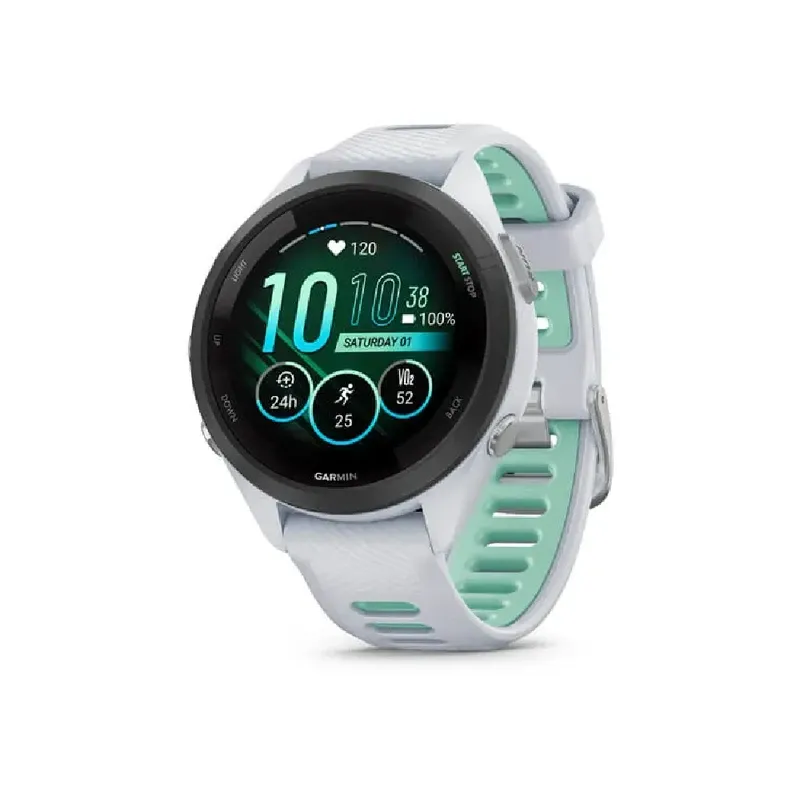 Garmin Forerunner 265S Smart Watch - Black Bezel with Whitestone Case and Whitestone/Neo Tropic Silicone Band | 010-02810-14