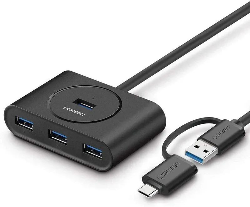 Ugreen USB 3.0 Hub with Type C Port, Black ( 1m Length) | 40850