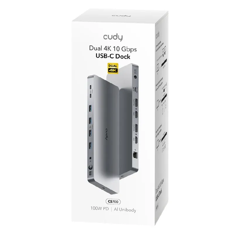 Cudy 13-IN-1 10Gbps USB-C Dual 4K Docking Station | 150W PSU | CS700