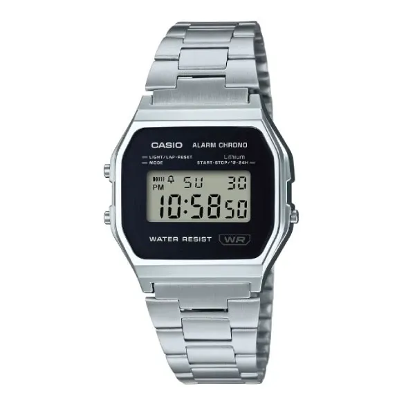 Casio Vintage Digital Unisex Metal Watch - Black / Silver | A158WEA-1DF