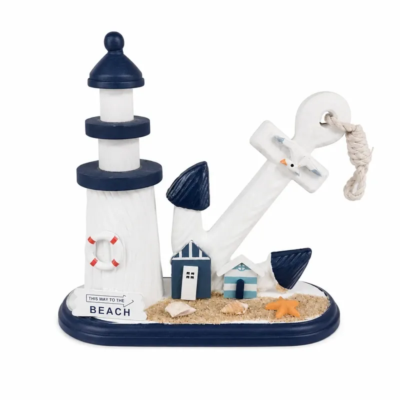 Beach Themed Lighthouse Photo Frame with Anchor & Seashells | C-462-BL