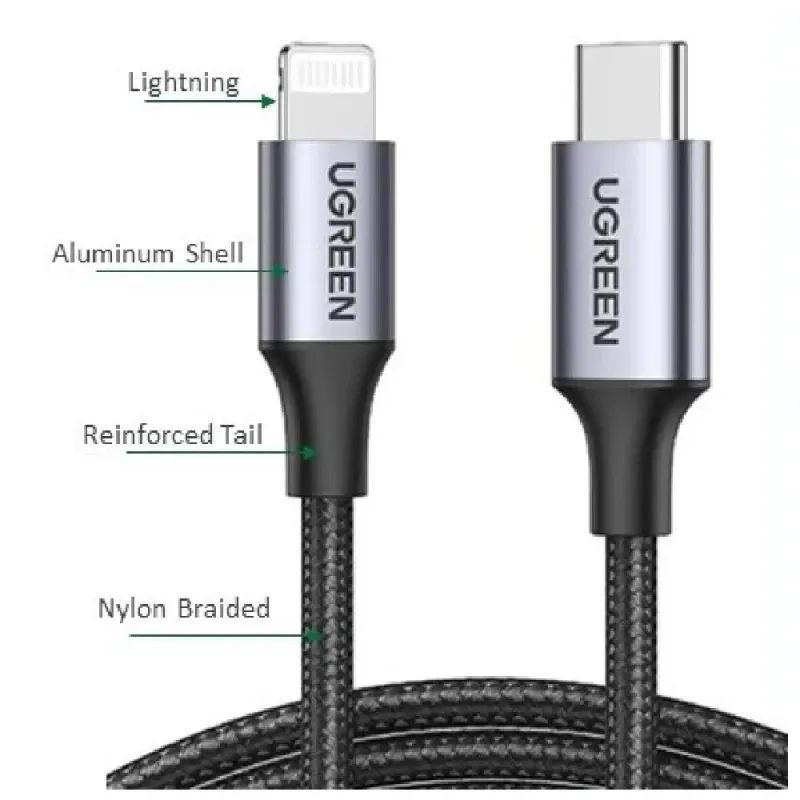 UGreen USB-C to Lightning Charging & Sync Cable 1M Black | 60759