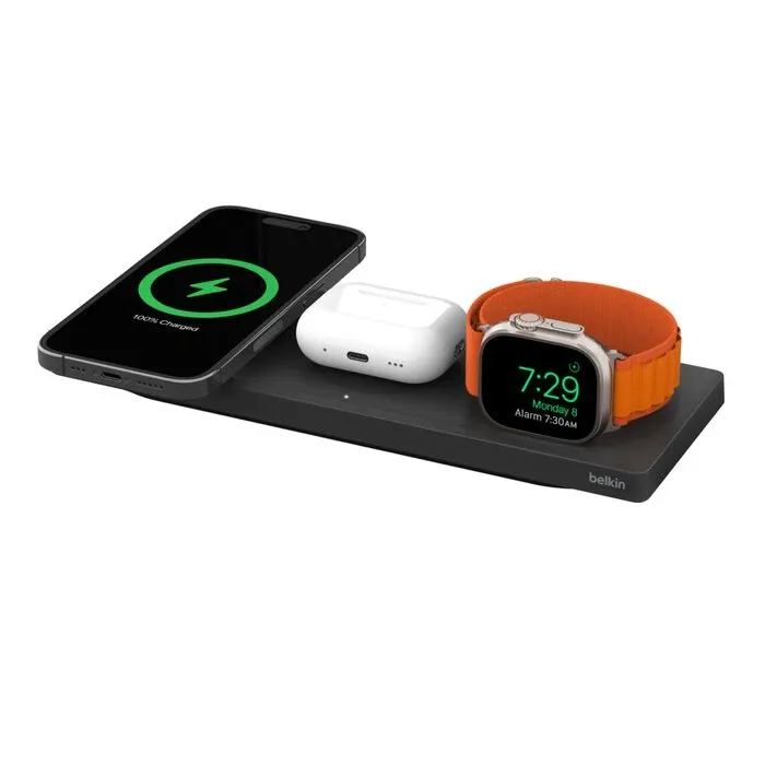Belkin BoostCharge Pro 3-in-1 Wireless Charging Pad with MagSafe Technology - Black | WIZ016