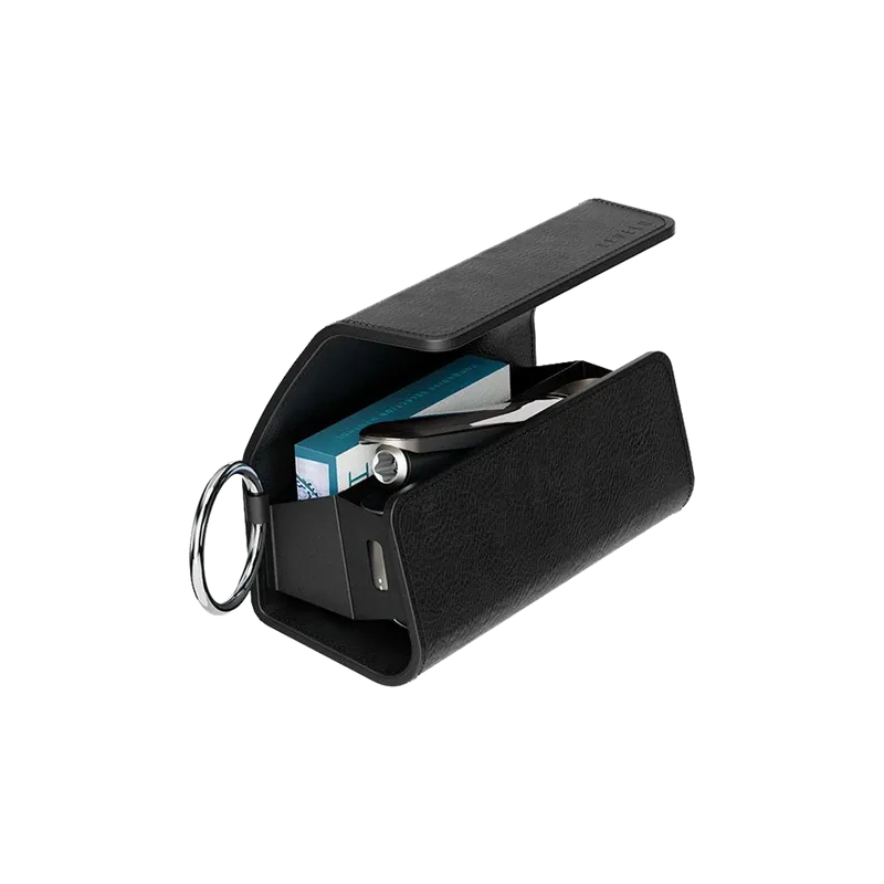 Levelo Neo Leather Case – Black – with Terra Cigarette Compartment | LVLNLQLB