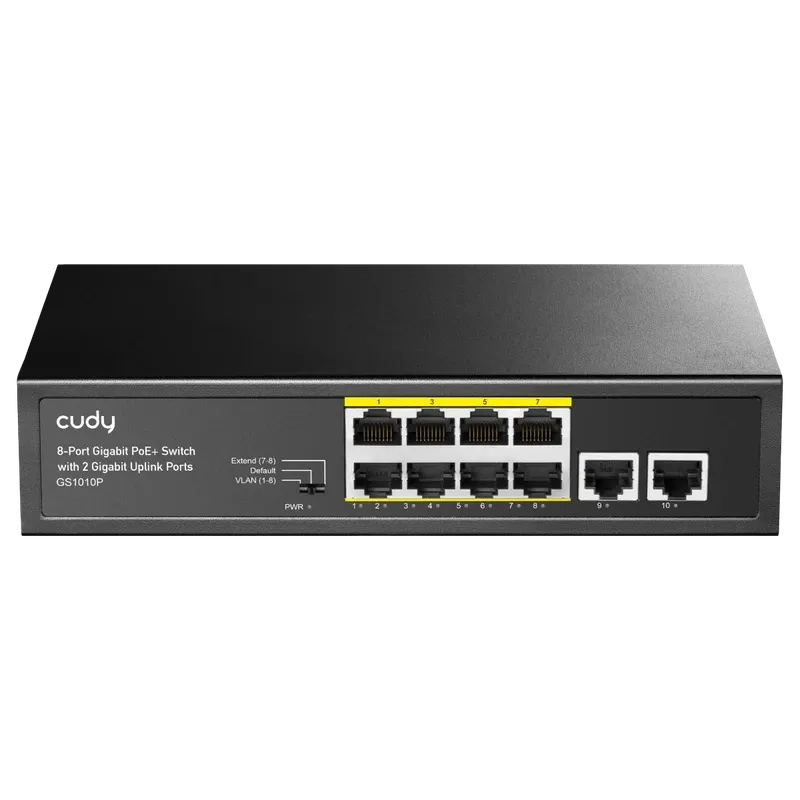 Cudy 8-Port Gigabit PoE+ Switch with 2 Gigabit Uplink Ports 120W | GS1010P