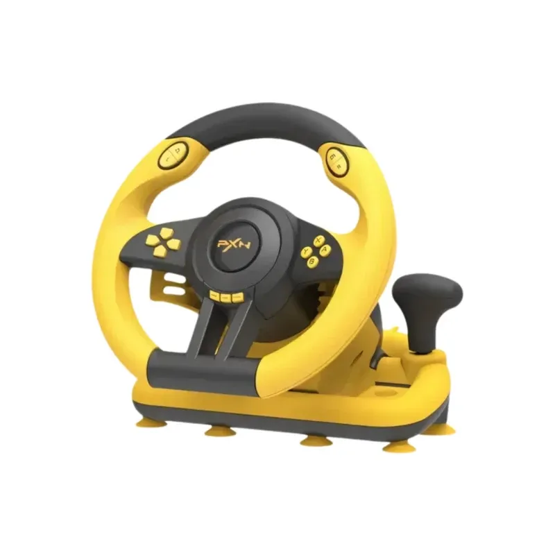 PXN V3 Pro 180° Steering Wheel with Pedals & Vibration Feedback - Yellow