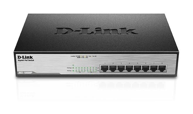 D-Link 8-port 10/100/1000Base-T Unmanaged PoE Switch |DGS-1008MP