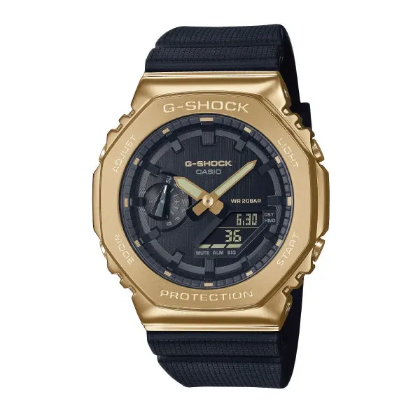 Casio G-SHOCK Metal-Covered Men Analog-Digital Watch - Black & Gold | GM-2100G-1A9DR