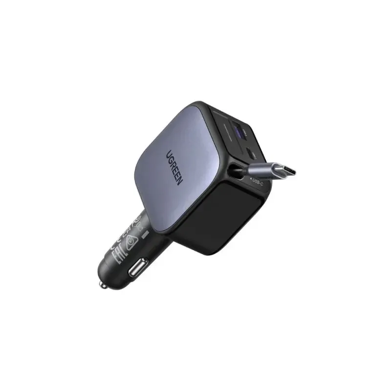 UGREEN Nexode 60W Retractable Car Charger with Built-in USB-C Cable | 55212