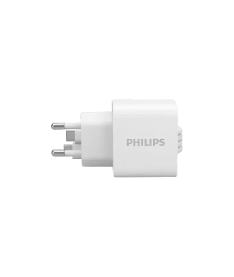 Philips USB-C Wall Charger 20W with Type-C to Type-C Cable - White | DLP4313C/70