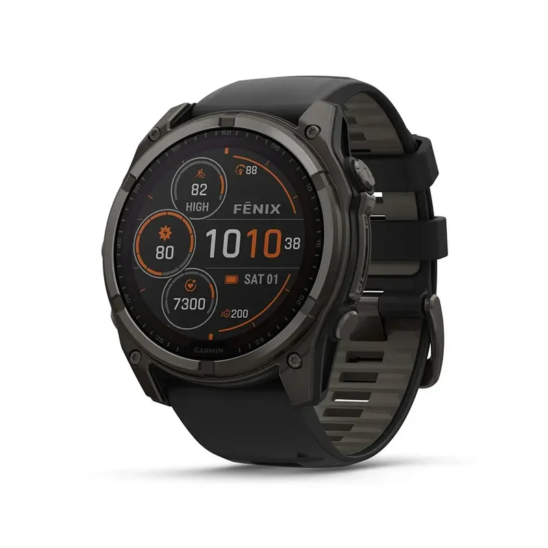 Garmin fenix 8 – 51mm Smartwatch - Sapphire, with Black/Pebble Grey Silicone Band | 010-02907-11