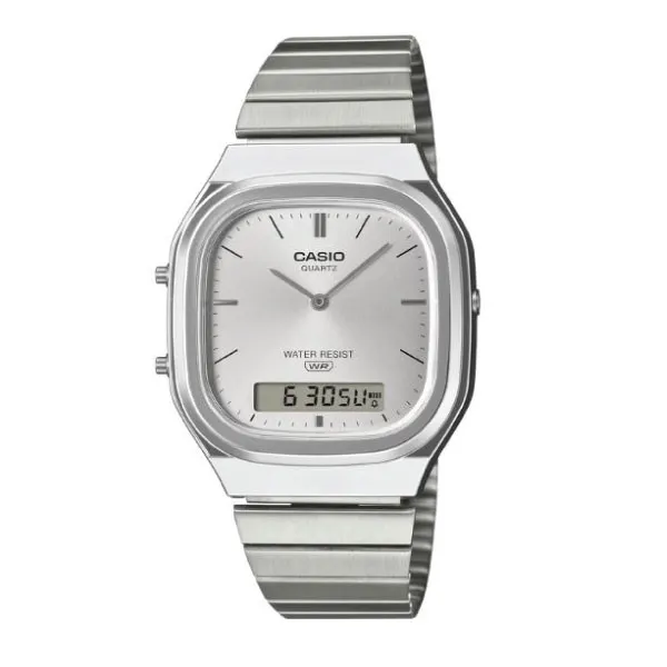 Casio Vintage Analog-Digital Unisex Watch - Silver / White | AQ-240E-7ADF