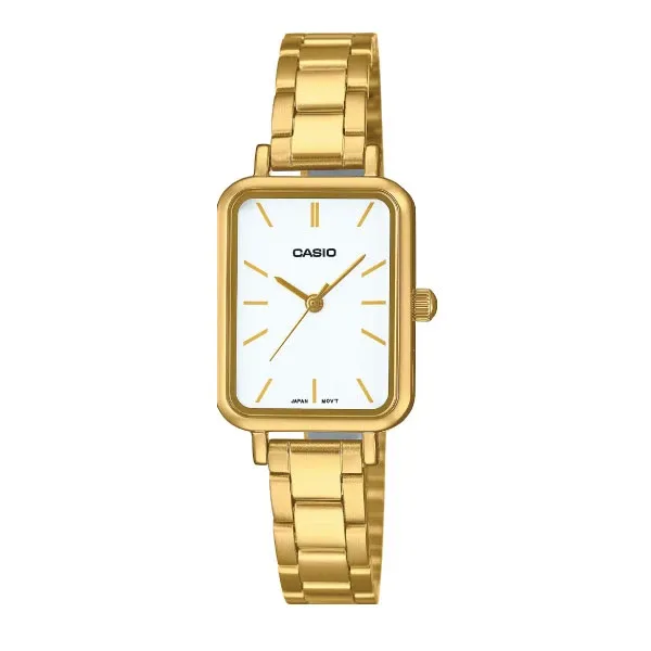 Casio LTP-V009G-7EUDF Analog Watch - White Dial - Gold Bracelet | LTP-V009G-7EUDF