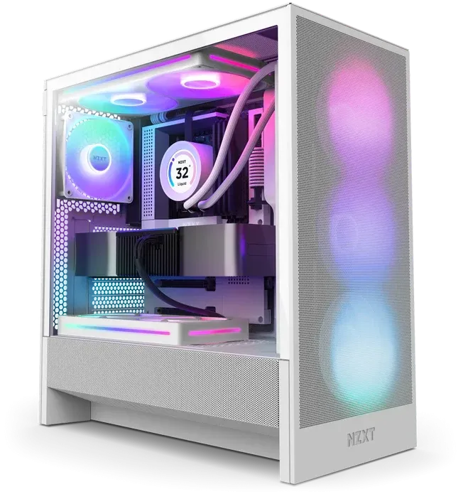 NZXT H5 Flow RGB Edition White Compact Mid-tower Airflow Case | CC-H52FW-R1