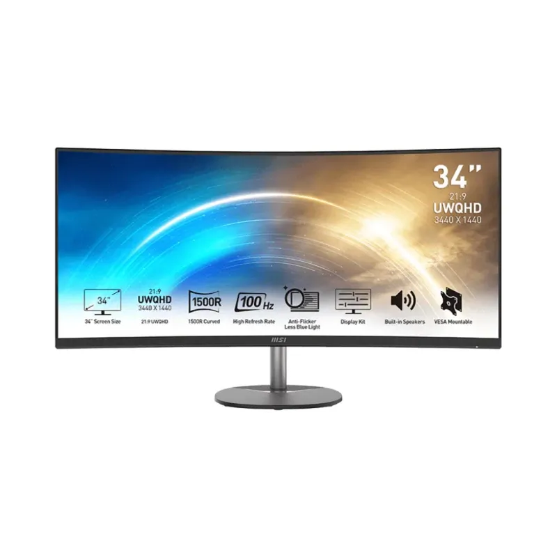 MSI 34" Professional Monitor UWQHD 100Hz | Pro MP341CQ | 9S6-3PB2CT-002