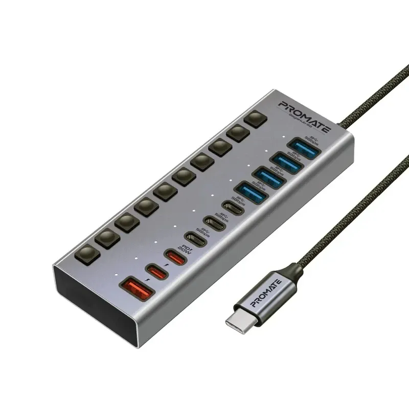 Promate 10-in-1 36W Multi-Port USB-C Hub Black | GIGAHUB-5G