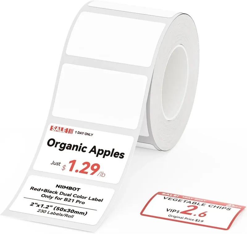 NIIMBOT Labels Barcode Stickers – T50×30-230 Red & Black | T50×30