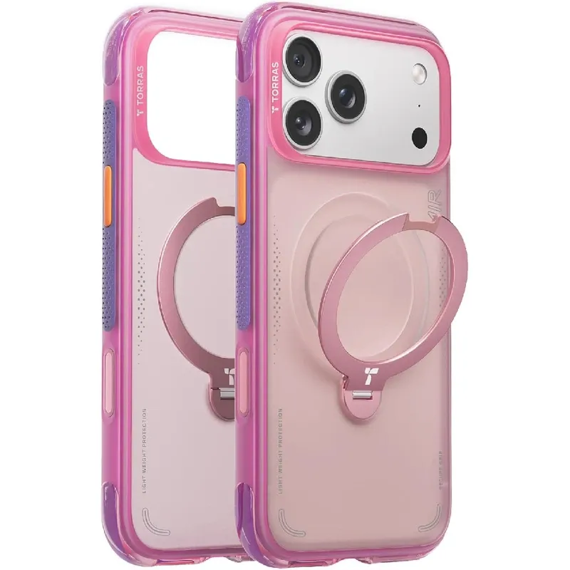 Torras Ostand Spin Air Kickstand iPhone 17 Pro Max Case - Neon Pink | Q3-Air