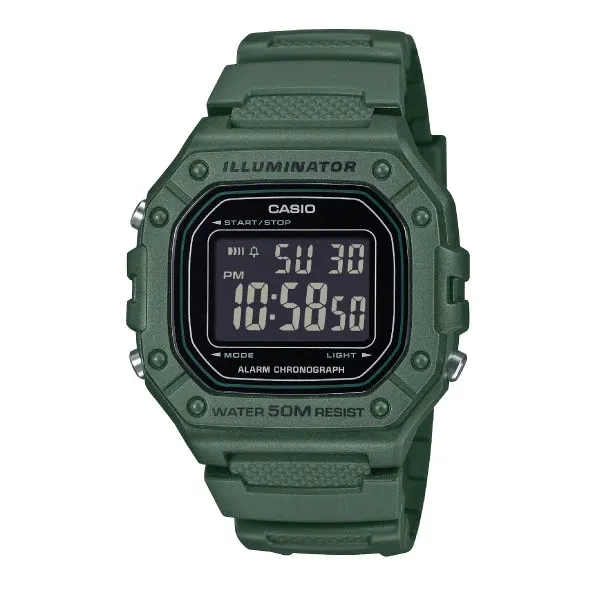 Casio Men Digital Watch - Green | W-218H-3BVDF