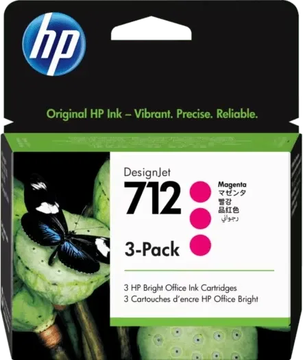 HP 712 Magenta DesignJet Ink Cartridge 3-Pack | 3ED78A