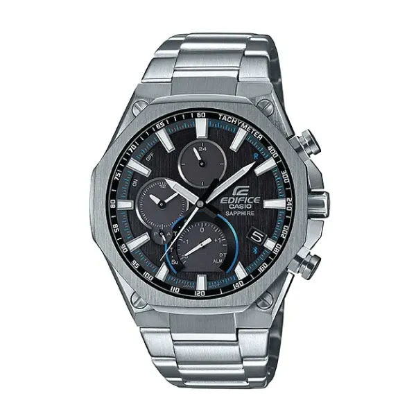 Casio Edifice Men Connected Solar Chronograph Watch - Silver Black | EQB-1100D-1ADR