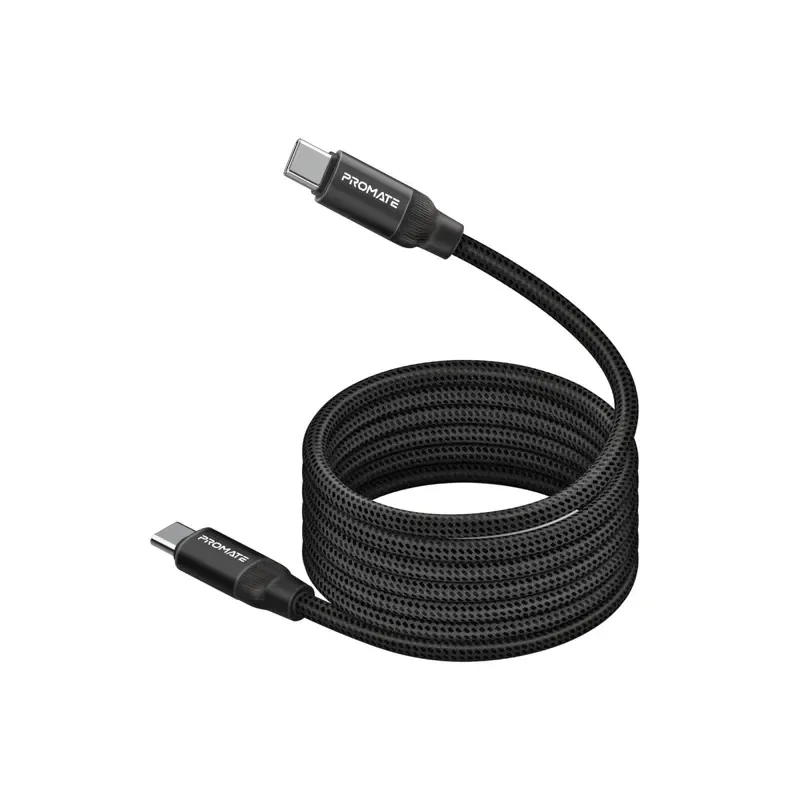Promate 60W Power Delivery Self-Organizing Magnetic USB-C Cable - Black | SPRINGY.BLACK