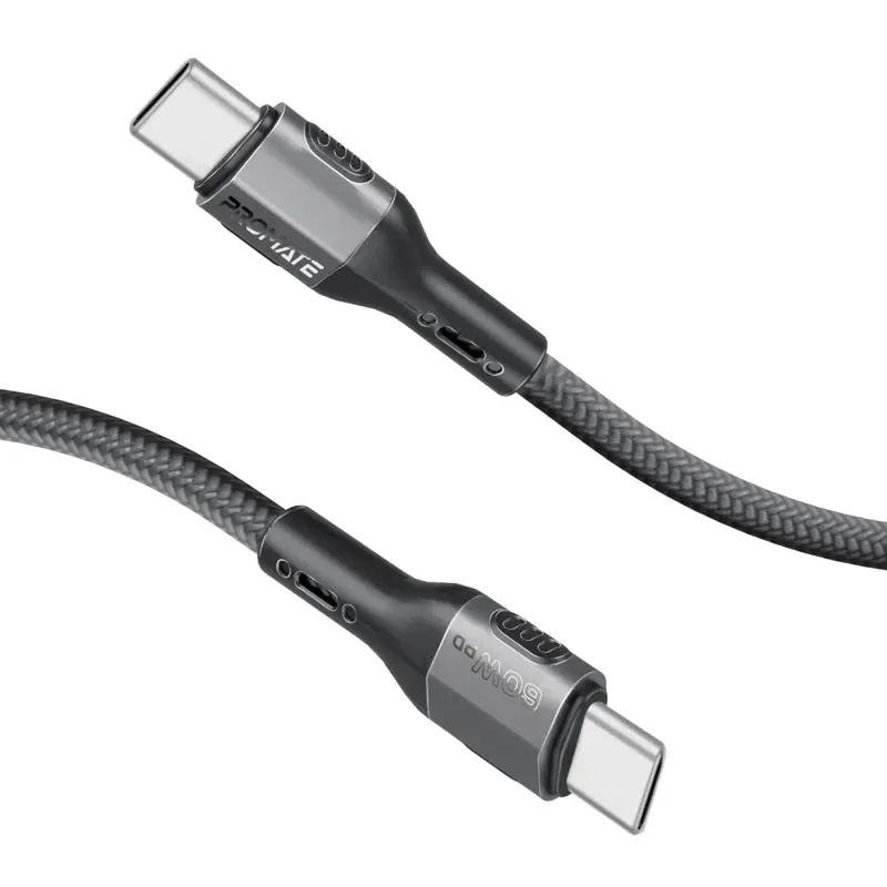 Promate Tough-Built 60W Power Delivery USB-C Cable - Black | FletchLink-CC.BLACK