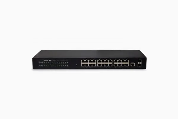 PROLINK 24-PORT 10/100/1000MBPS GIGABIT L2 MANAGED SWITCH CONFIGURABLE DESKTOP/RACK MOUNTABLE | PSG2401M