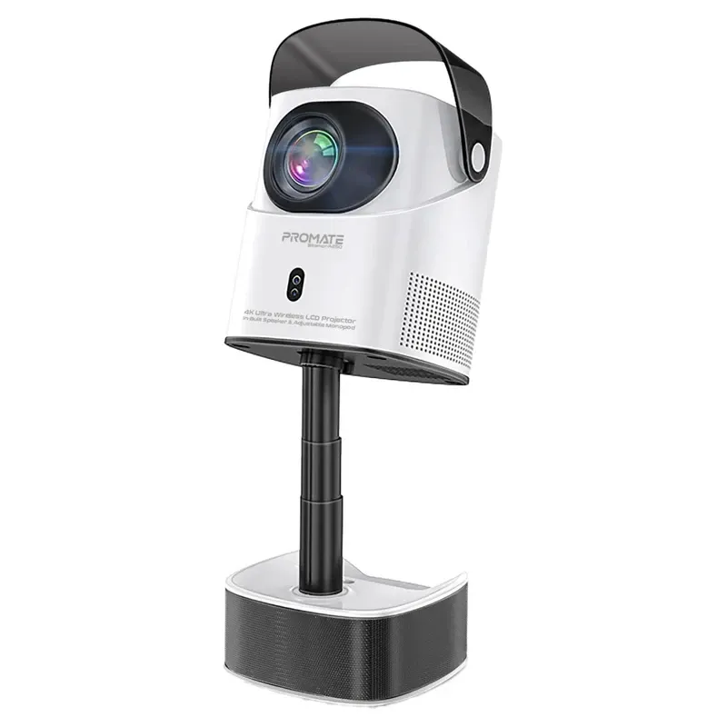 Promate 4K Ultra HD Wireless LCD Projector with Built-In Speaker & Monopod Stand | BEAMER-A250.EU
