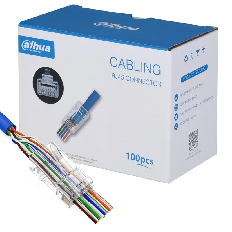 Dahua CAT6 RJ45 Pass Through Connectors - 100 PCS | DH-PFM976-631-PT