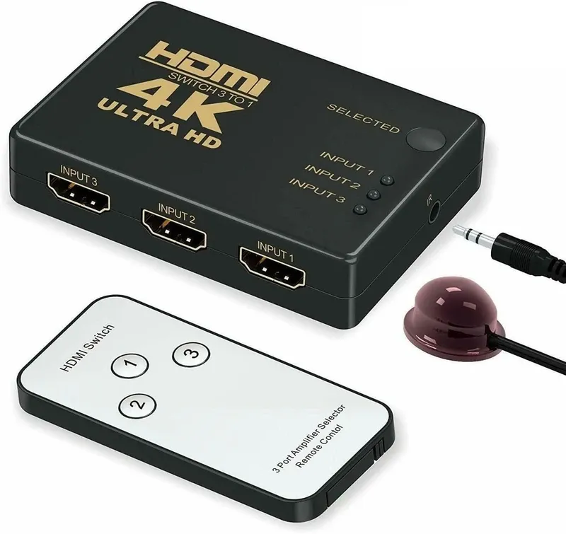 IWAYS HDMI Switch 4K 3-input ,1-output, Metal Housing With IR Remote Control | IW-4K3011