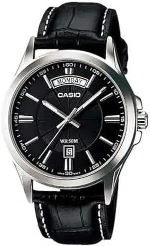 Casio Men 3H Watch - Silver / Black | MTP-1381L-1AVDF