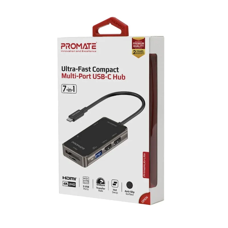Promate Ultra-Fast Compact Multi-Port USB-C Hub | PrimeHub-Lite