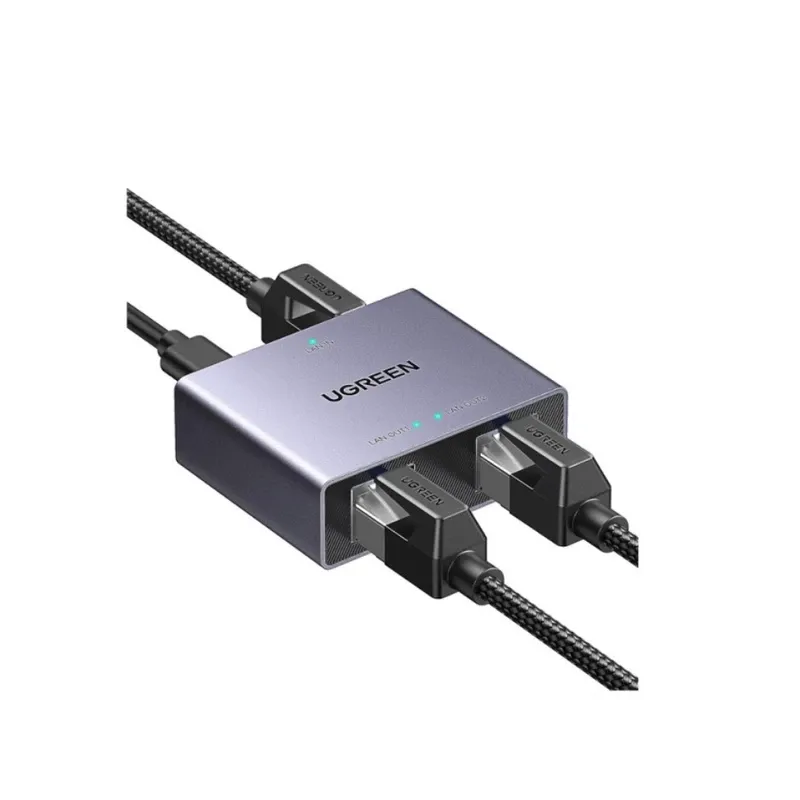 UGREEN Gigabit Ethernet Splitter 1 TO 2 up to 100meter transmission without signal loss, Aluminum Material | 45311