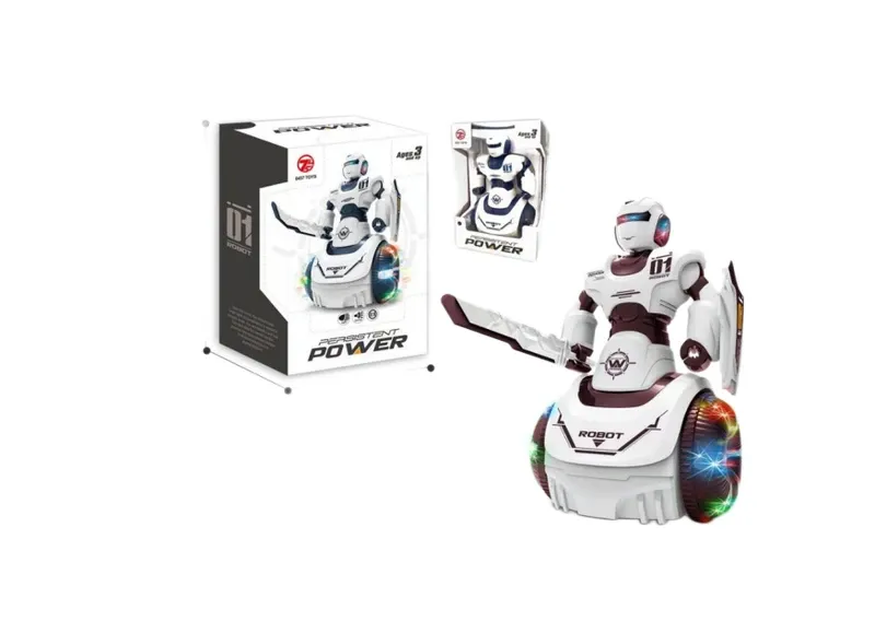 Electric Robot Toy with Lights & Music – White | 606-15