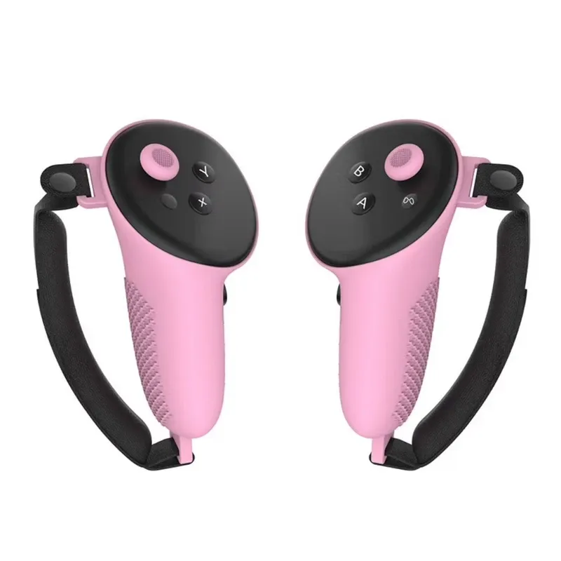 VR Controller Protective Silicone Cover with Analog Grips For Meta Quest 3 & Meta Quest 3s Controllers - Pink