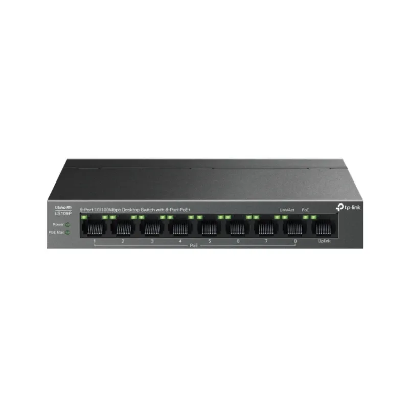 TP-Link 9-Port 10/100Mbps Desktop Switch with 8-Port PoE+ | LS109P