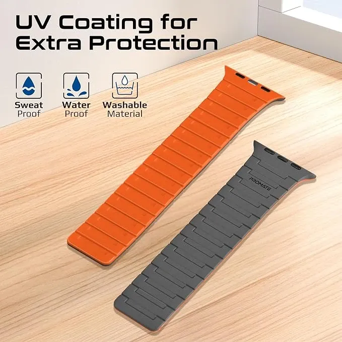 Promate Premium Magnetic Silicone Watch Band - Grey | MagBand-MS.GREY