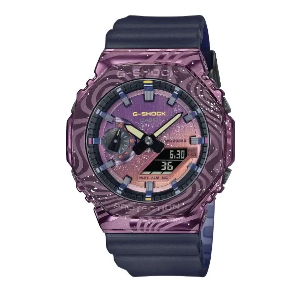 Casio G-SHOCK Milky Way Galaxy Casual Men Analog-Digital Watch - Black, Purple & Navy | GM-2100MWG-1ADR