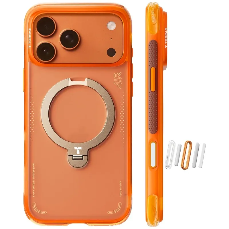 Torras Ostand Spin Air Kickstand iPhone 17 Pro Max Case - Horizon Orange | Q3-Air