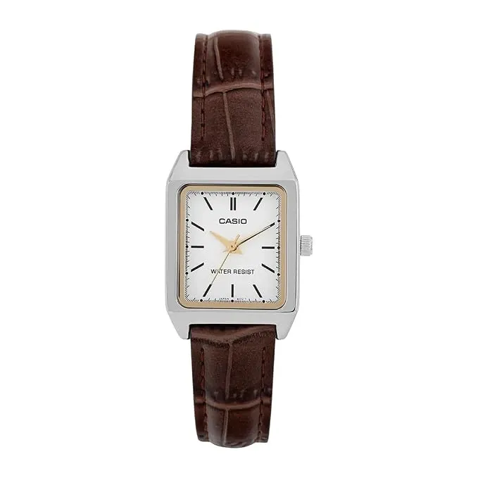 Casio Women 3H Watch - Silver / White / Brown | LTP-V007L-7E2UDF