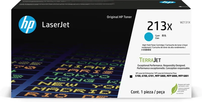 HP 213X Cyan Original LaserJet Toner Cartridge | W2131X