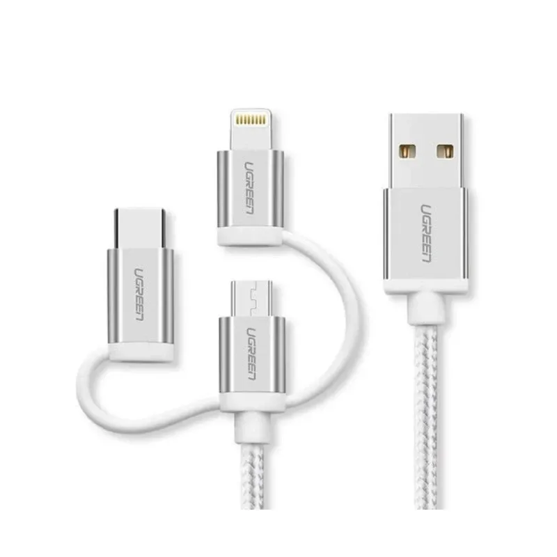 UGreen 1.5m USB to 3 in1 Lightning+ Type C +Micro USB Male Lightning Charging & Sync Cable | 50203