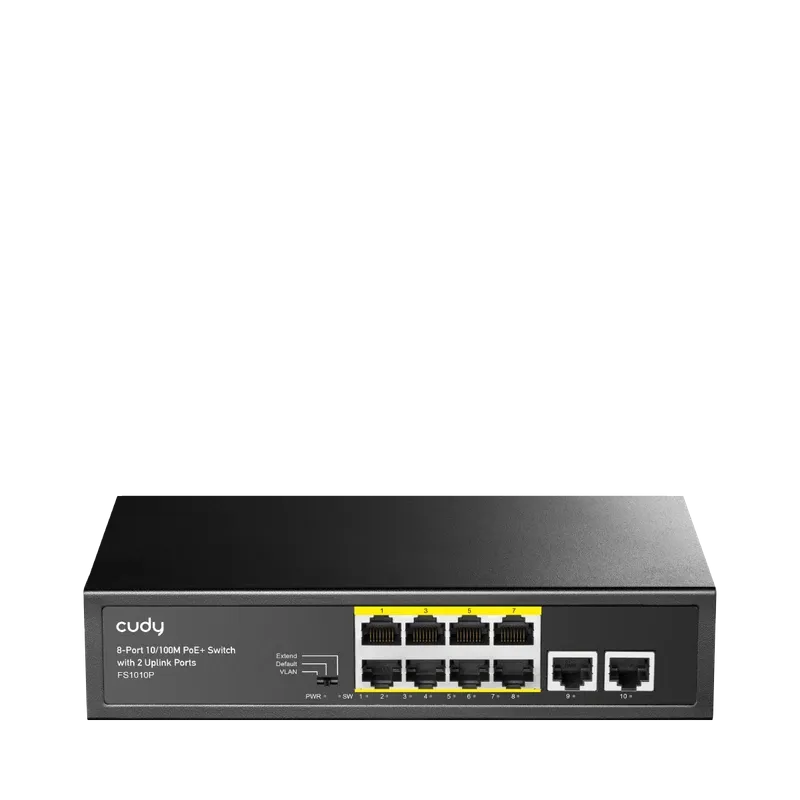 Cudy 8-Port 10/100M PoE+ Switch with 2 Uplink Ports | FS1010P