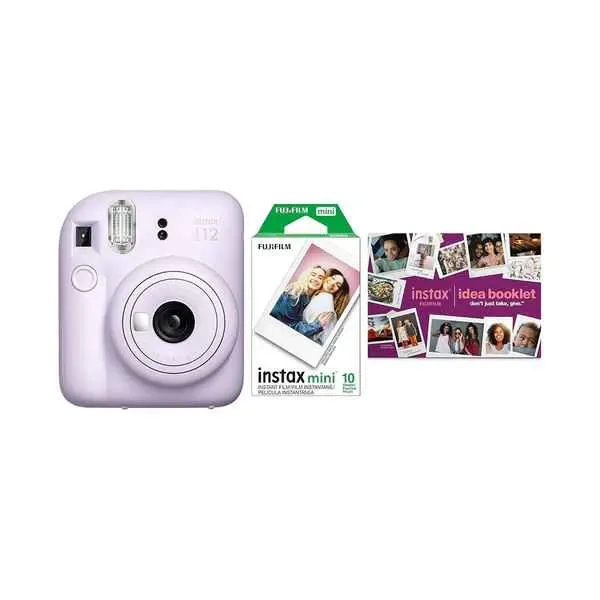 Fujifilm Instax Mini 12 Instant Camera Bundle with Film Pack & DIY Idea Booklet - Lilac Purple