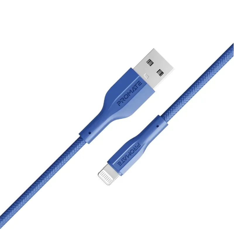 Promate High Tensile Strength Data & Charge Cable for Apple Devices, 1M,Navy | XCord-Ai.Navy